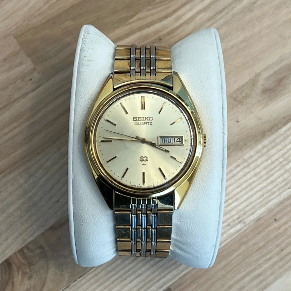 Seiko Men’s Watch Vintage Two-Tone Bracelet Gold-Tone Dial Day Date Window